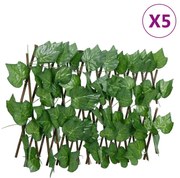 Καφασωτό Επεκτ. Πράσινο 5Τεμ 180x20 εκ. Τεχνητά Αμπελόφυλλα - Πράσινο