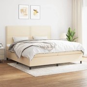 vidaXL Κρεβάτι Boxspring με Στρώμα Κρεμ 200x200 εκ. Υφασμάτινο