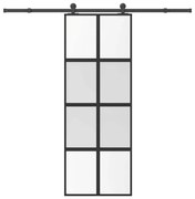 vidaXL Συρόμενη πόρτα με σετ υλικού 76x205 cm από γυαλί&Αλουμίνιο