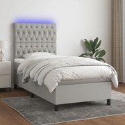 ΚΡΕΒΑΤΙ BOXSPRING ΜΕ ΣΤΡΩΜΑ &amp; LED ΑΝ.ΓΚΡΙ 90X200 ΕΚ. ΥΦΑΣΜΑΤΙΝΟ 3135085