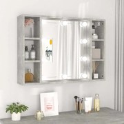 vidaXL Έπιπλο Καθρέπτη με LED Γκρι Σκυροδέματος 76 x 15 x 55 εκ.