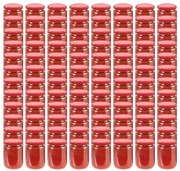 vidaXL Βάζα Μαρμελάδας 96 τεμ. 230 ml Γυάλινα με Κόκκινα Καπάκια