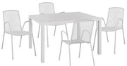 ΣΕΤ 5ΤΜΧ ΜΕ ΤΡΑΠΕΖΙ ΑΛΟΥΜΙΝΙΟΥ 120Χ80Χ75,5Υ & ΚΑΡΕΚΛΕΣ ΜΕΤΑΛΛΙΚΕΣ HM10526 ΛΕΥΚΟ