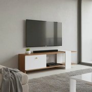 Έπιπλο τηλεόρασης Standi μελαμίνης σε φυσική-λευκή απόχρωση 120x25x36.8εκ 120x25x36.8 εκ.