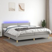 Κρεβάτι Boxspring με Στρώμα &amp; LED Αν.Γκρι 200x200εκ. Υφασμάτινο - Γκρι