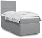 Κρεβάτι Boxspring με Στρώμα Ανοιχτό Γκρι 100x200 εκ. Υφασμάτινο