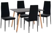 Σετ τραπεζαρίας MINIMAL C21173 5τμχ Μαύρο MDF &amp; Καρέκλες Βελούδο Μαύρο 120x80x73 εκ.