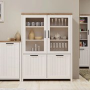 Bιτρίνα VERNE Δίφυλλη  114.8x37.2x153cm Λευκό-Φυσικός Δρυς TO-VERNEWIT2W2D