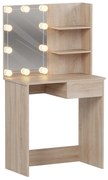 ΤΟΥΑΛΕΤΑ ΜΕ ΦΩΤΙΣΜΟ LED &amp; ΡΑΦΙΑ LAURYN HM2501.01 ΜΕΛΑΜΙΝΗ ΣΕ SONAMA 75x40x134.5Υεκ (1 Τεμμάχια)