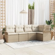 vidaXL Σετ Κήπου 5 Τεμαχίων με Μαξιλάρια Μπεζ από Πολυ Ράταν