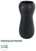 20773 GloboStar®  Artificial Garden BARRIO 20773 Επιδαπέδιο Πολυεστερικό Τσιμεντένιο Κασπώ Γλάστρα - Flower Pot Μαύρο Φ40 x Υ93cm