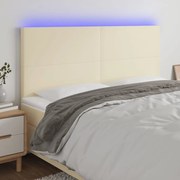 vidaXL Κεφαλάρι Κρεβατιού LED Κρεμ 160x5x118/128 εκ. Συνθετ. Δέρμα