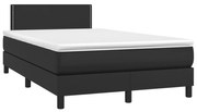 vidaXL Κρεβάτι Boxspring με Στρώμα&LED Μαύρο 120x190εκ.Συνθετικό Δέρμα