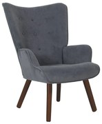 WOODWELL Ε7141,70ΚALMA Πολυθρόνα - Μπερζέρα Σαλονιού - Καθιστικού Καρυδί Ύφασμα Γκρι Velure, K/D 69x76x97cm Ε7141,70Κ