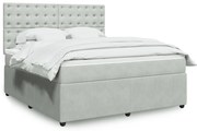 vidaXL Κρεβάτι Boxspring με Στρώμα Ανοιχτό Γκρι 180x200 εκ. Βελούδινο