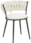 Καρέκλα Πολυθρόνα Alkia I ύφασμα σε εκρού απόχρωση- πόδι μαύρο μέταλλο 57x58.5x72εκ 2αδα 52x58.5x72 εκ.