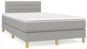 Κρεβάτι Boxspring με Στρώμα Ανοιχτό Γκρι 120x190 εκ. Υφασμάτινο