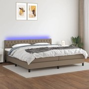 vidaXL Κρεβάτι Boxspring με Στρώμα & LED Taupe 200x200 εκ. Υφασμάτινο