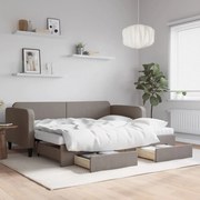 vidaXL Καναπές Κρεβάτι Συρόμενος Taupe 90x200 εκ. Ύφασμα &amp; Συρτάρια