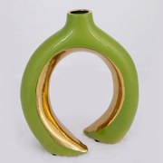 Βάζο Κεραμικό 752-20179 21x10,5x25cm Green-Gold Estheti Home Κεραμικό