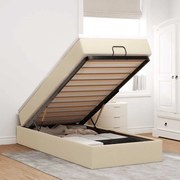 vidaXL Οθωμανικό κρεβάτι με στρώμα Cream 90x200cm ύφασμα