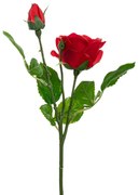 Κλαδί Διπλό Τριαντάφυλλο Κόκκινο Real Touch 46εκ. iliadis 89826