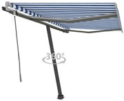 vidaXL Τέντα Αυτόματη Ανεξάρτητη Μπλε/Λευκό 300 x 250 εκ.