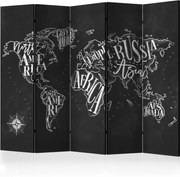 Διαχωριστικό με 5 τμήματα - Retro Continents (Black) II [Room Dividers]