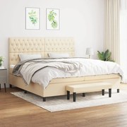 vidaXL Κρεβάτι Boxspring με Στρώμα Κρεμ 200x200 εκ. Υφασμάτινο