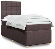 Κρεβάτι Boxspring με Στρώμα Σκούρο Καφέ 100x200 εκ. Υφασμάτινο - Καφέ