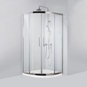 Karag Inox 200 Καμπίνα Ντουζιέρας Ημικυκλική με διάφανο κρύσταλλο &amp; Ανοιγόμενη Πόρτα 90x90x190cm Χρωμέ