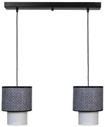 Φωτιστικό Οροφής - Ράγα 14-0273 2/Ε27 55x100cm Αμπαζούρ Φ16,5/10cm Black-White Heronia Μέταλλο,Ύφασμα