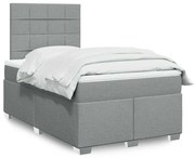 vidaXL Κρεβάτι Boxspring με Στρώμα Ανοιχτό Γκρι 120x200 εκ. Υφασμάτινο