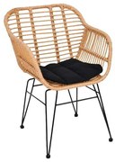 Πολυθρ.Μεταλ.Μαύρη/Wicker SALSA-W Φυσικό, Μαξ.Μαύρο 55x56x82cm