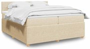 vidaXL Κρεβάτι Boxspring με Στρώμα Κρεμ 200x200 εκ. Υφασμάτινο