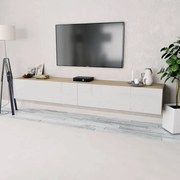 vidaXL Έπιπλα Τηλεόρασης 2 τεμ. Λευκό/Δρυς 120x40x34 εκ. Επεξ. Ξύλο