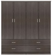 Σετ 2 Τμχ Ντουλάπα 4φυλλη Με 4 Συρτάρια Zebrano 160x42x181