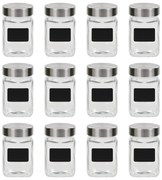 vidaXL Βάζα Αποθήκευσης 12 τεμ. 300 ml με Αυτοκόλλητο