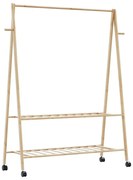 Ράφι ρούχων με ράφια και ρόδες 132x45,5x155,5 εκ.Μπαμπού 4008911