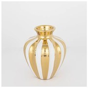 Βάζο Κεραμικό Λευκό &amp; Χρυσό 16.5x26cm 752-20106 Estheti-752-20106-Λευκό-Χρυσό 752-20106