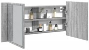vidaXL Ντουλάπι Μπάνιου με Καθρέφτη / LED Γκρι Sonoma 100x12x45 εκ.