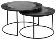 Σετ με 2 τραπέζια DKD Home Decor Μαύρο Μέταλλο Αλουμίνιο 76 x 76 x 44 cm