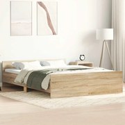 vidaXL Πλαίσιο Κρεβατιού με Κεφαλάρι/Ποδαρικό Sonoma Δρυς 135x190 εκ.