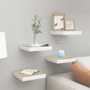 vidaXL Ράφια Τοίχου 4 τεμ. Χρώμα Δρυός / Λευκά 23 x 23,5 x 3,8 εκ. MDF