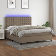 ΚΡΕΒΑΤΙ BOXSPRING ΜΕ ΣΤΡΩΜΑ &amp; LED TAUPE 180X200 ΕΚ. ΥΦΑΣΜΑΤΙΝΟ 3135217