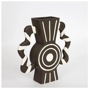 Βάζο Κεραμικό Μαύρο &amp; Μπεζ Με Χερούλια 37x 8x35.5cm 752-20208 Estheti-752-20208-Μαύρο 752-20208