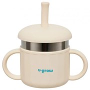 U-Grow UG-SCT01WH Παιδικό Ποτηράκι με Λαβές και Καλαμάκι από Σιλικόνη 200ml