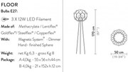 Επιδαπέδιο Φωτιστικό 3xE27 Χειροποίητο Dimmable Flora Slamp FLOFM00CPP00000000EU Χάλκινο