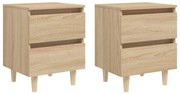 vidaXL Κομοδίνα 2 τεμ. Sonoma Δρυς 40x35x50εκ. Πόδια από Ξύλο Πεύκου