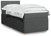 vidaXL Κρεβάτι Boxspring με Στρώμα Σκούρο Γκρι 90x200 εκ. Υφασμάτινο